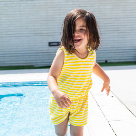 Girl's jumpsuit yellow stripes