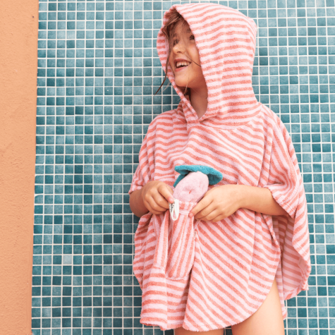 Cape de bain rayée pour fille