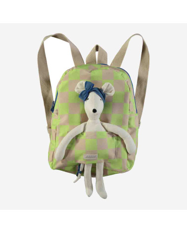 Mochila infantil verde ajedrez