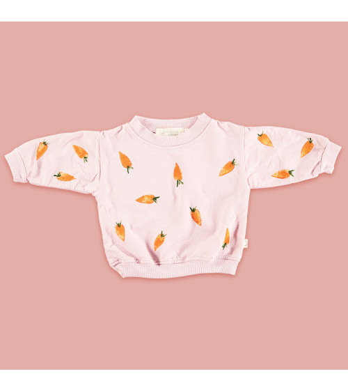 Sweat-shirt rose fille aux carottes