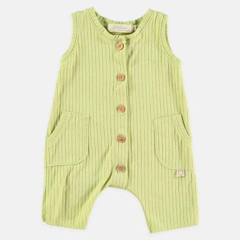 Lime ribbed knitted baby romper suit