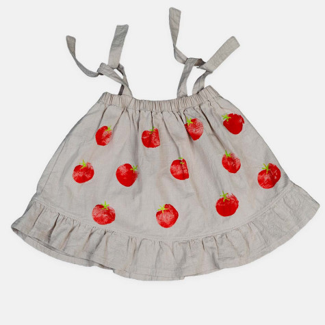 Robe fille avec bretelles tomate