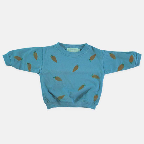 Sweatshirt turquoise avec carottes pour fille