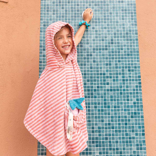 Cape de bain rayée pour fille