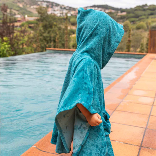 Cape de bain turquoise pour fille