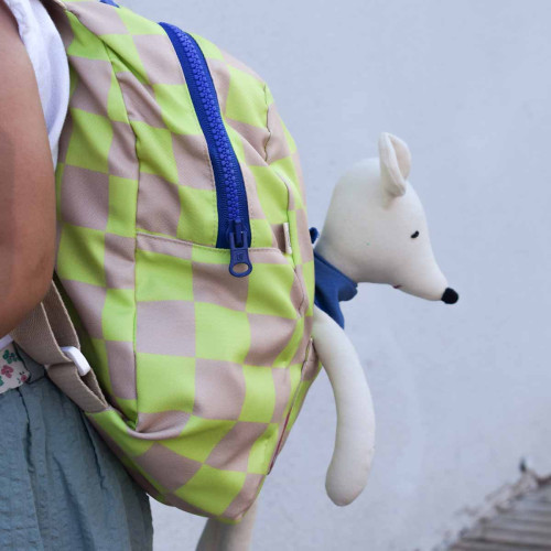 Mochila infantil verde ajedrez