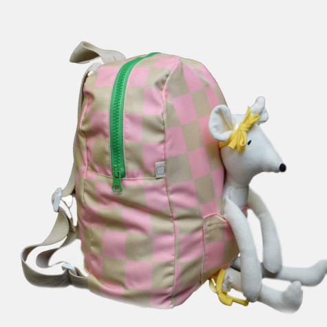 Mochila infantil rosa ajedrez