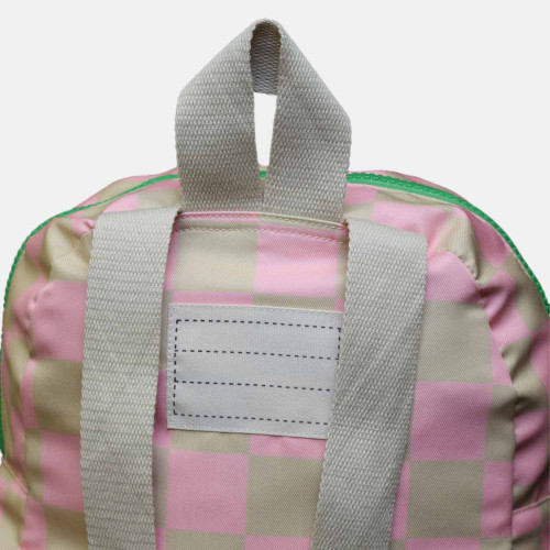 Mochila infantil rosa ajedrez