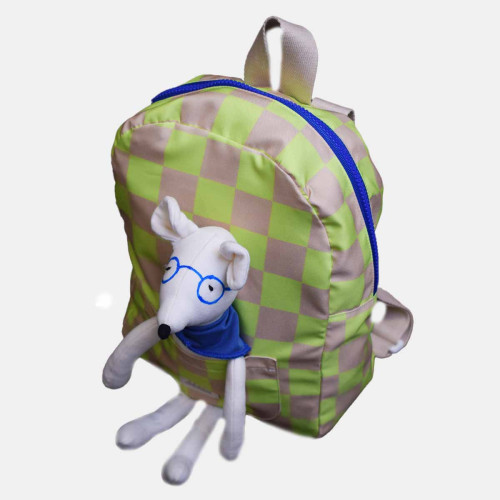 Mochila infantil verde ajedrez