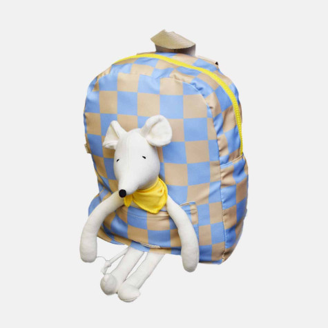 Mochila infantil azul ajedrez