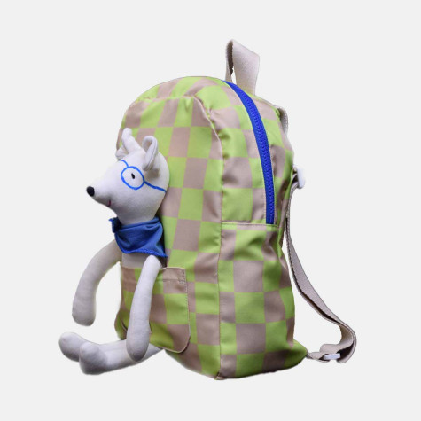 Mochila infantil verde ajedrez