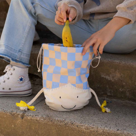 Sac à goûter bleu en forme de jeu d'échecs