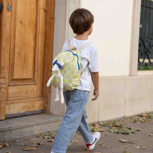 Mochila infantil verde ajedrez