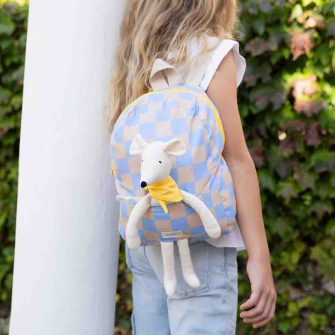 Mochila infantil azul ajedrez