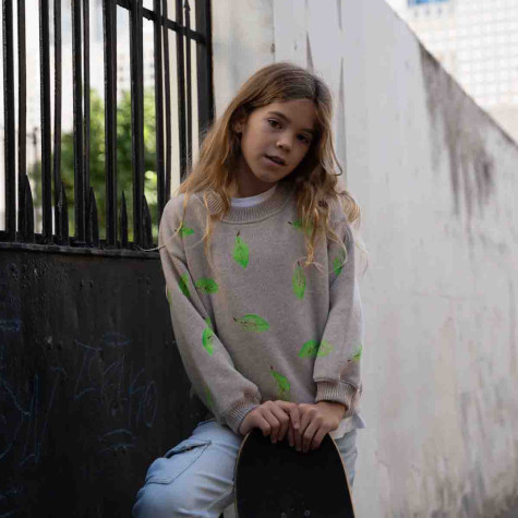 Girl's leaf green jumper